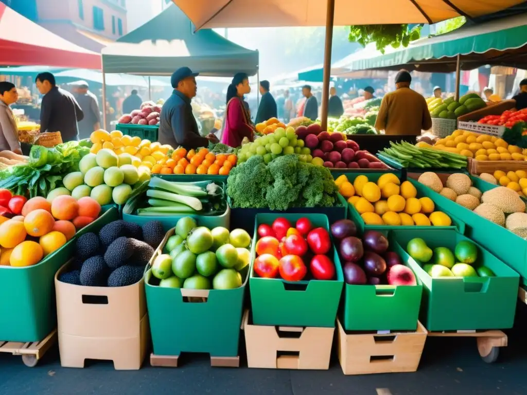 Mercado vibrante: frutas y verduras frescas en 8k Vibrante mercado con frutas y verduras frescas, vitalidad y diversidad