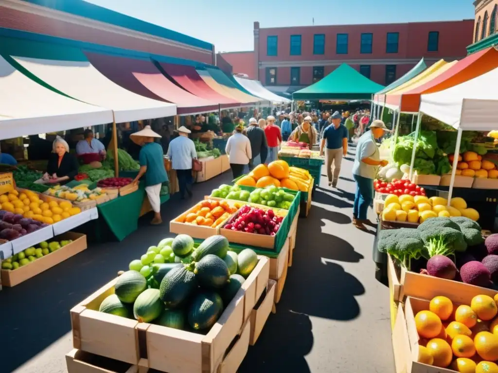 Mercado agrícola vibrante: frutas y verduras coloridas en 8k Vibrante mercado con frutas y verduras coloridas, fortaleciendo el sistema inmunológico contra resfriados y gripes