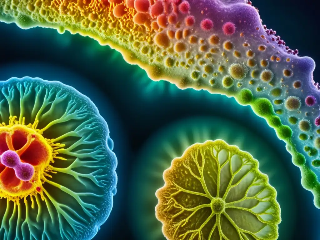 Ecosistema microbiano diverso en el intestino humano Vibrante microbiota intestinal: diversidad microbiana en una compleja red, crucial para prevenir enfermedades autoinmunes