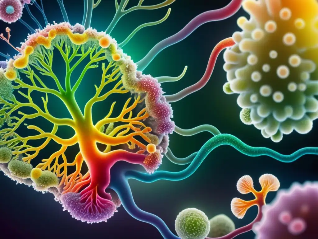 Ecosistema intestinal: microbiota en 8k Vibrante microbiota intestinal en relación con la prevención del cáncer y la salud