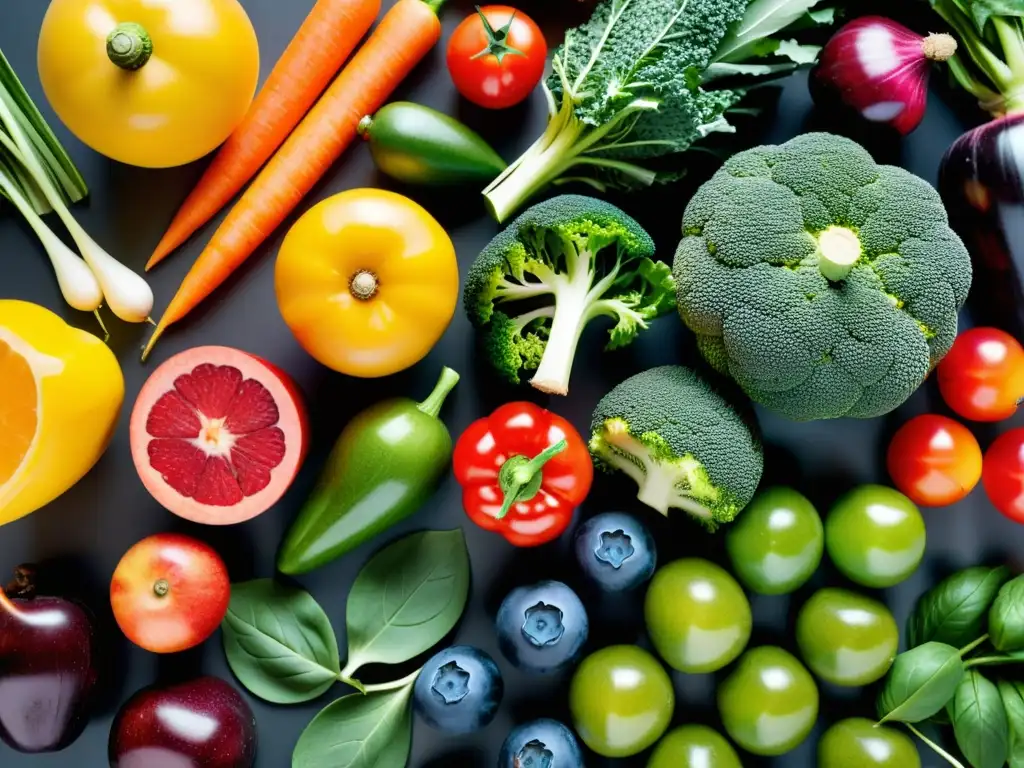 Vibrante nutrición personalizada para inmunodeficiencias: frutas y verduras frescas en un elegante mostrador de cocina moderna