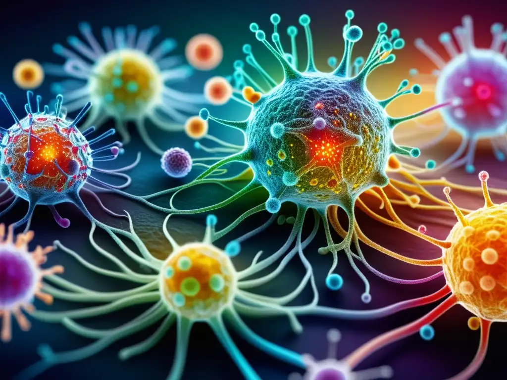 Increíble red de células del sistema inmune Vibrante red de células y anticuerpos en el cuerpo humano, resaltando la importancia del calendario de vacunación para proteger la salud