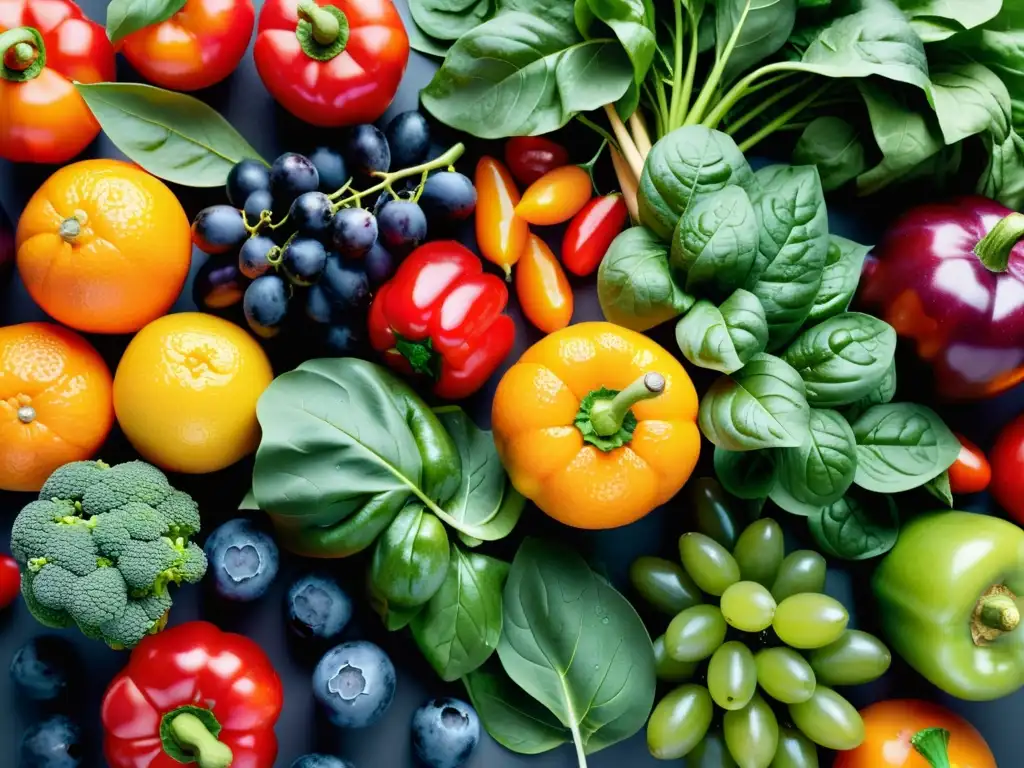 Vibrante selección de frutas y verduras frescas