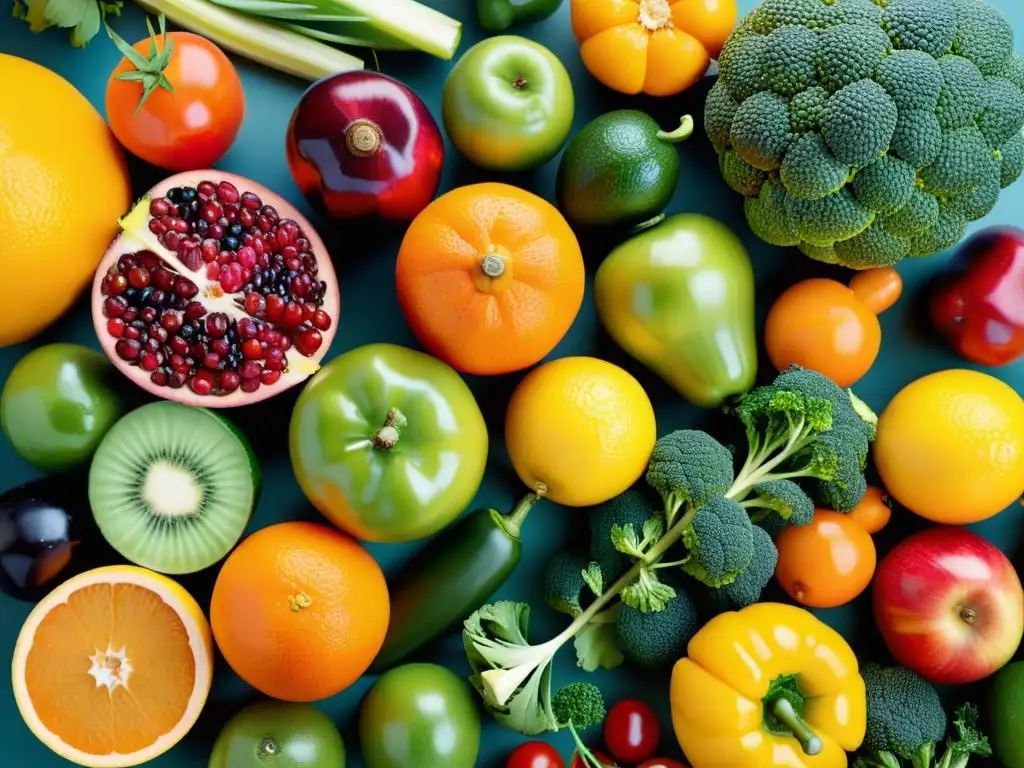 Vibrante variedad de frutas y verduras, un festival de colores y formas que promueve la nutrición para fortalecer sistema inmunológico