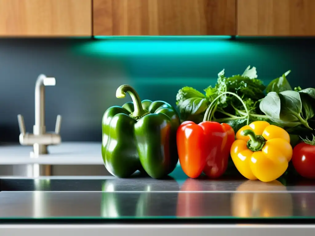 Variedad de alimentos frescos y vibrantes en la cocina Vibrante variedad de productos frescos en una cocina inmunoestimulante para fortalecer
