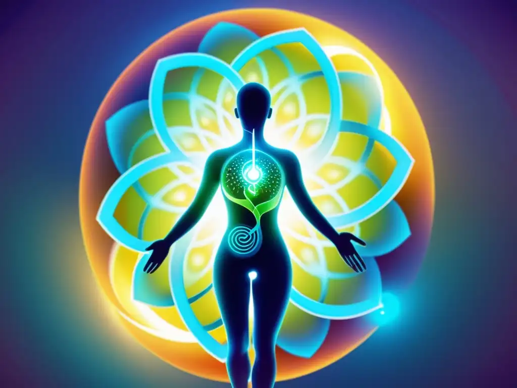 El sistema inmunológico en armonía: ilustración vibrante de homeopatía Vibrantes caminos conectan células inmunes en ilustración que integra homeopatía en sistema inmunológico