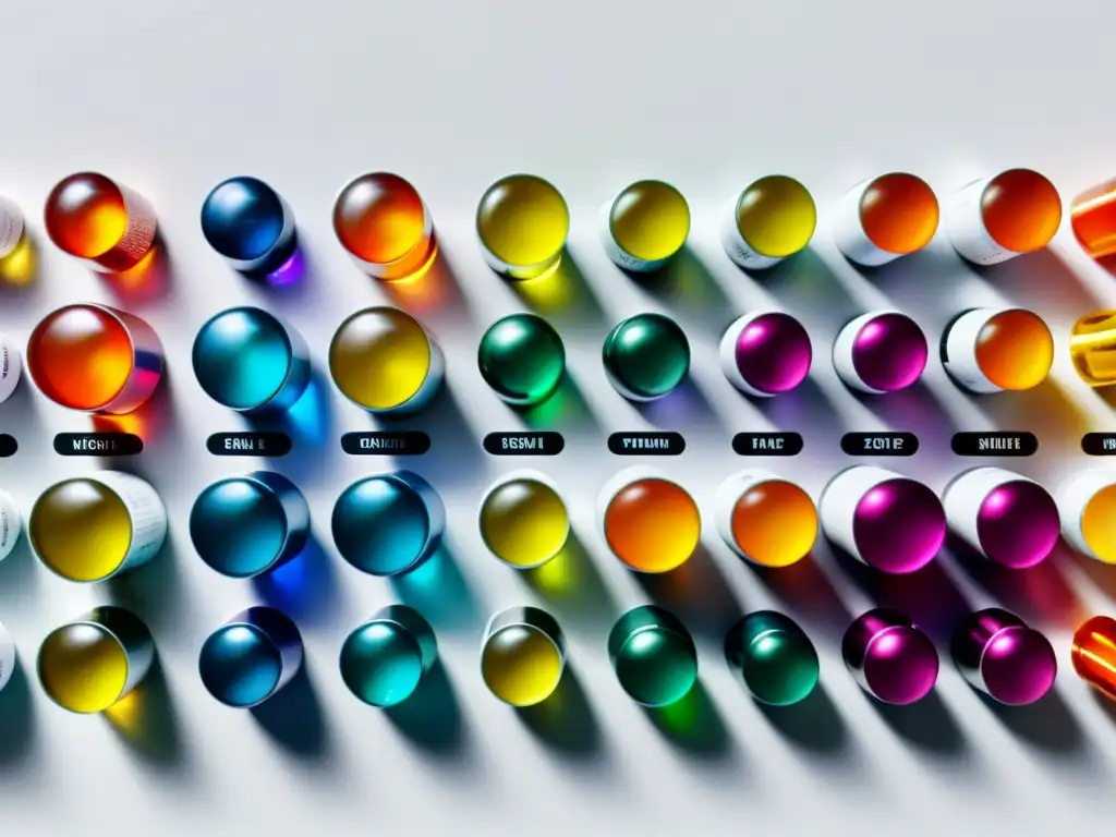Suplementos Vitamínicos: Detalles Coloridos Vibrantes suplementos y vitaminas para sistema inmunológico en elegante presentación blanca, detalle y profesionalismo