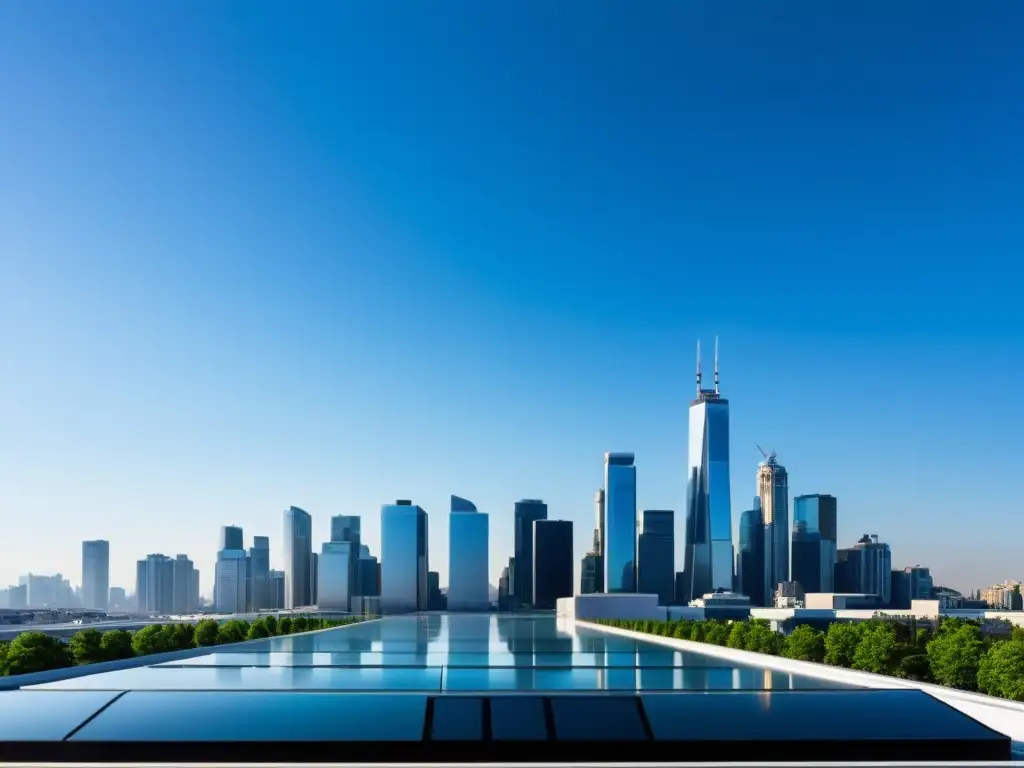 Skyline urbano con dispositivos de monitoreo de calidad del aire Vista de la ciudad moderna con dispositivos de monitoreo de calidad del aire, resaltando la importancia de la tecnología para la salud ambiental