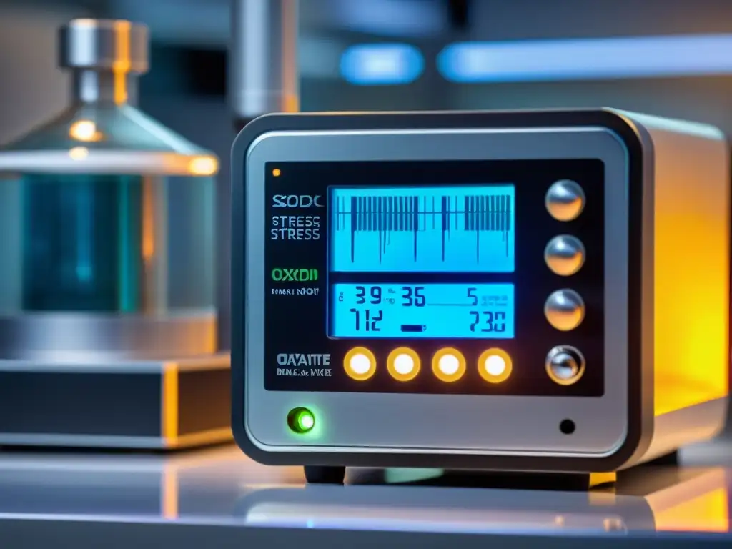 Medidor de estrés oxidativo de alta tecnología en laboratorio Vista detallada de medidor de estrés oxidativo en laboratorio, resaltando su importancia en investigación y salud