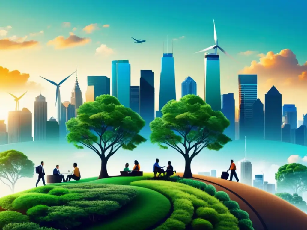 Vista impresionante de la acción ambiental en la ciudad, integrando la respuesta inmune al cambio climático y las alergias