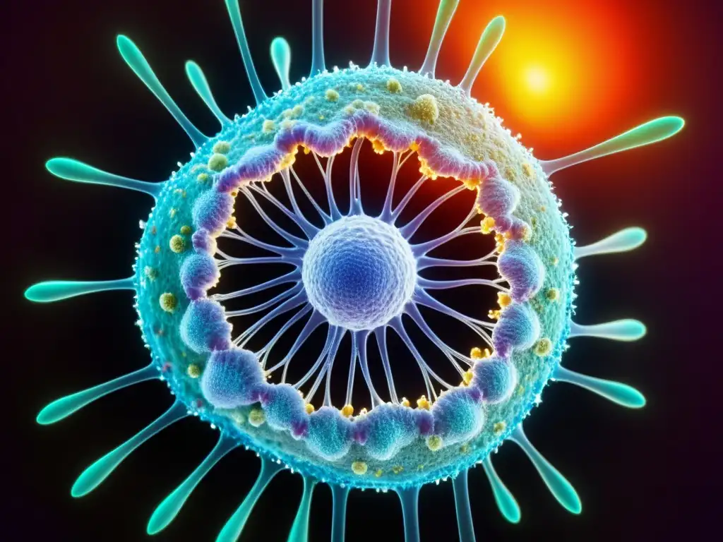 Edición genética en célula inmune: Proceso microscópico Una vista microscópica de la terapia génica y sistema inmune, revelando la edición genética en una célula inmune humana