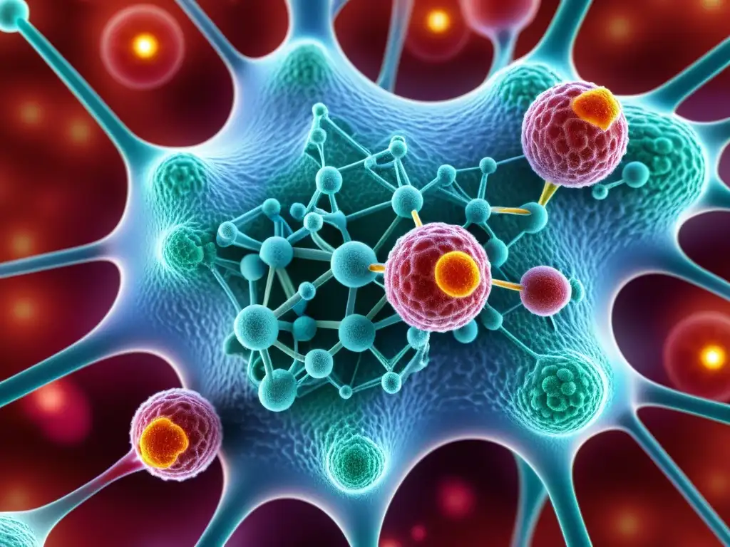Visual impactante de nanotecnología en liberación dirigida para lupus, con nanocarriers coloridos navegando por el torrente sanguíneo