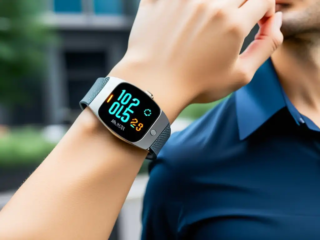 Monitor de calidad del aire: datos en tiempo real desde la muñeca Wearable futurista para evaluar la calidad del aire en entornos urbanos